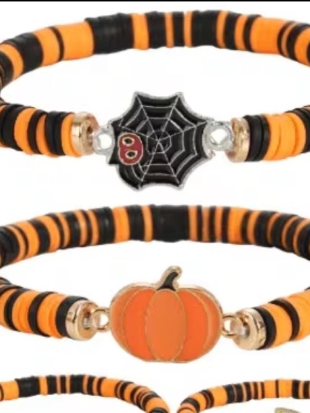 Halloween Women Kids Spider Web Bracelet- Orange & Black NEW NWT - Picture 4 of 8